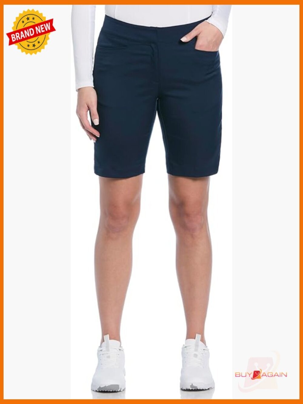 Women's 9.5" Golf Shorts, Stretch Waist, Moisture-Wicking, UPF 50, Straight